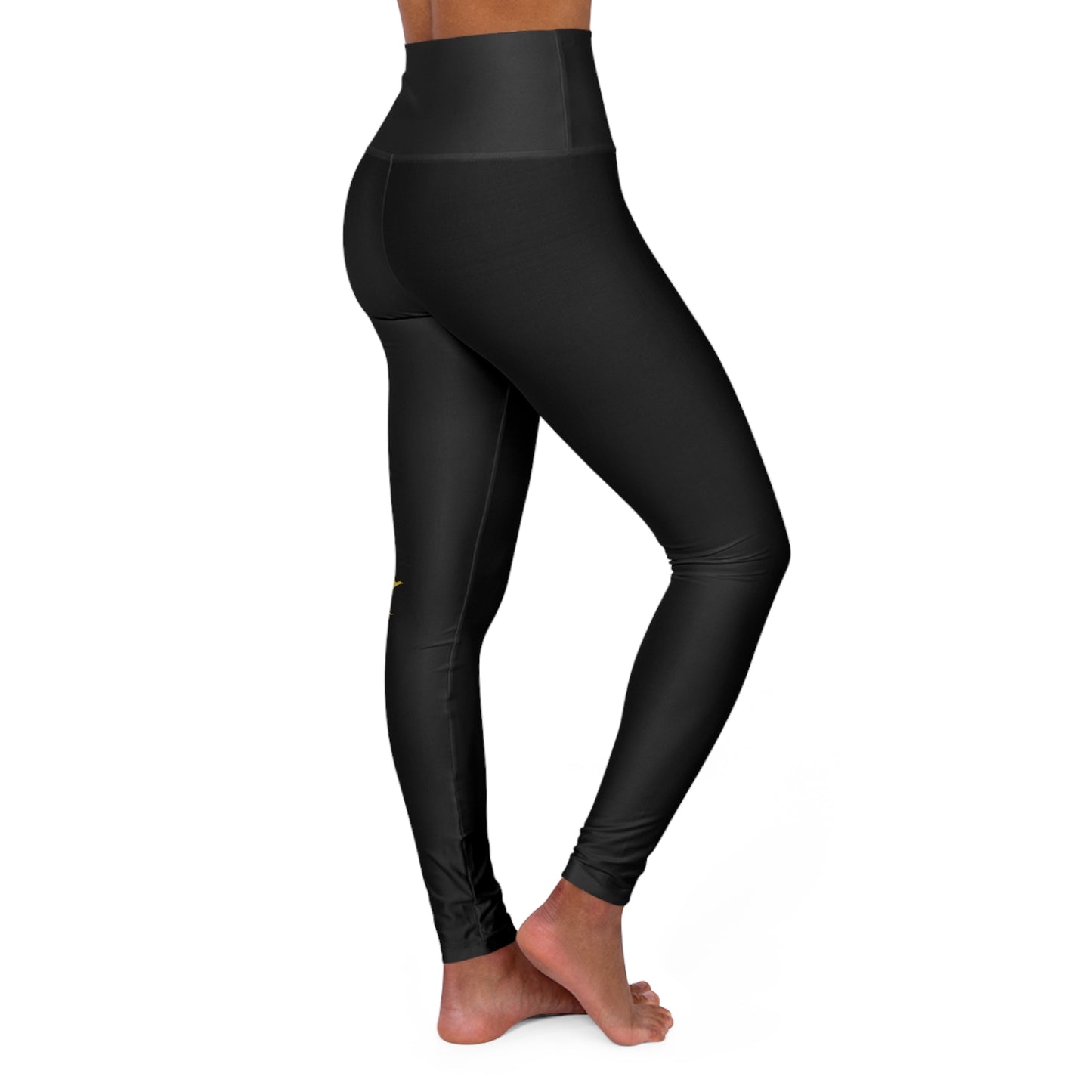 High-Waisted Yoga Leggings — Black AOP Performance Leggings