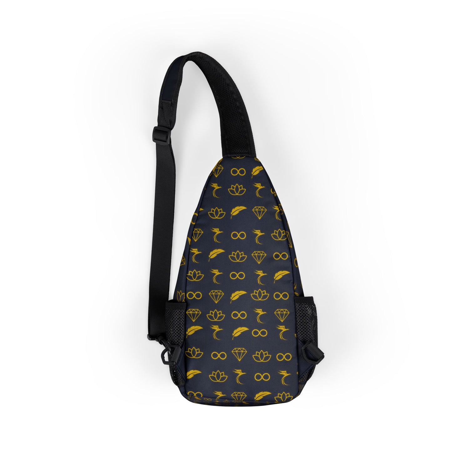 Gold Leaf Pattern Chest Bag — Stylish Sling Pack for Travel & Everyday