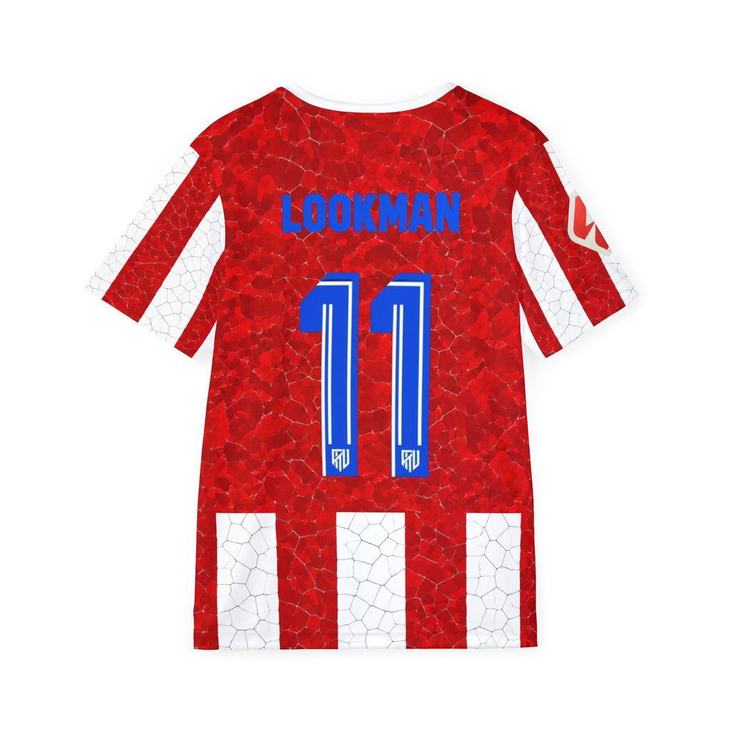 Atletico Red-White Striped Soccer Jersey — 'Lookman 11' Fan Shirt