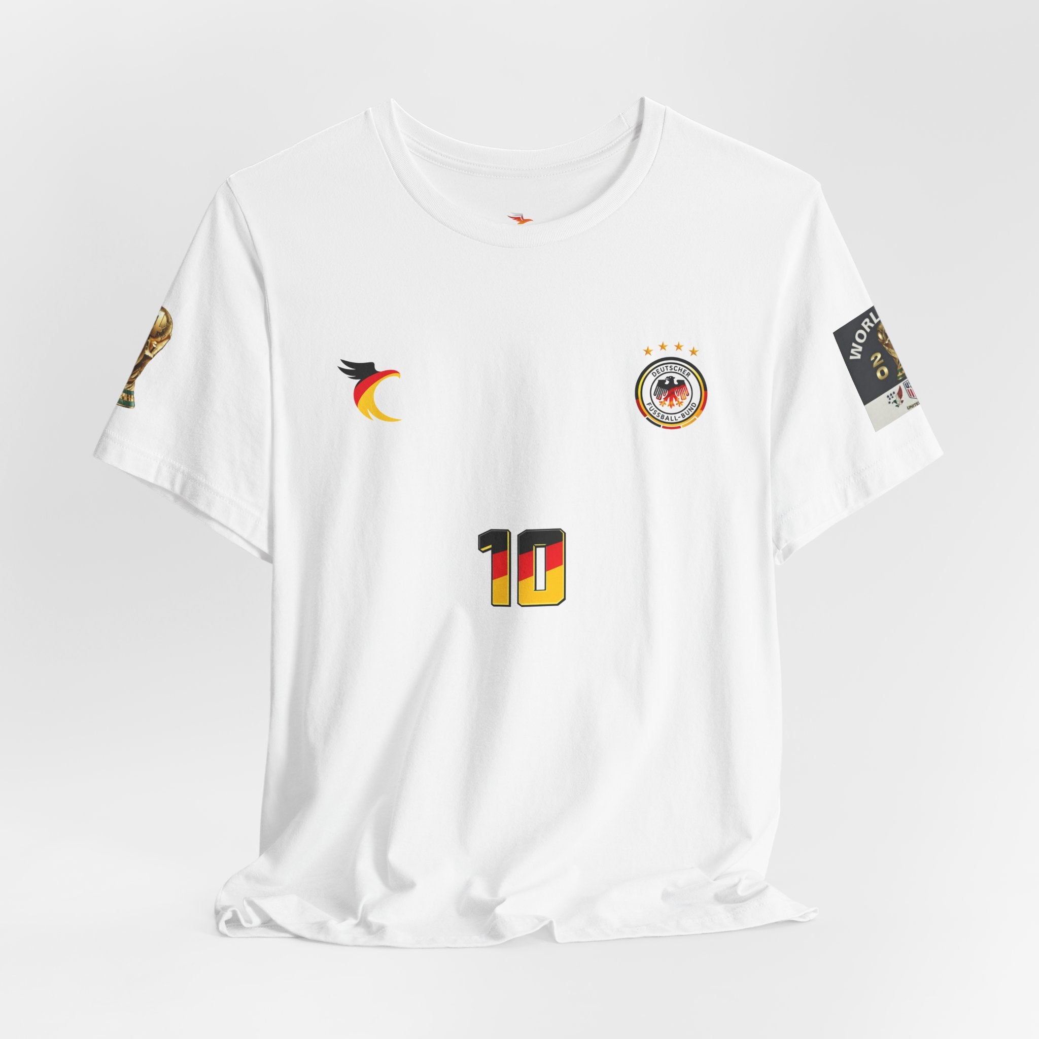 Germany Crest Flag T-Shirt — Small Front Emblem & Back German Flag Tee