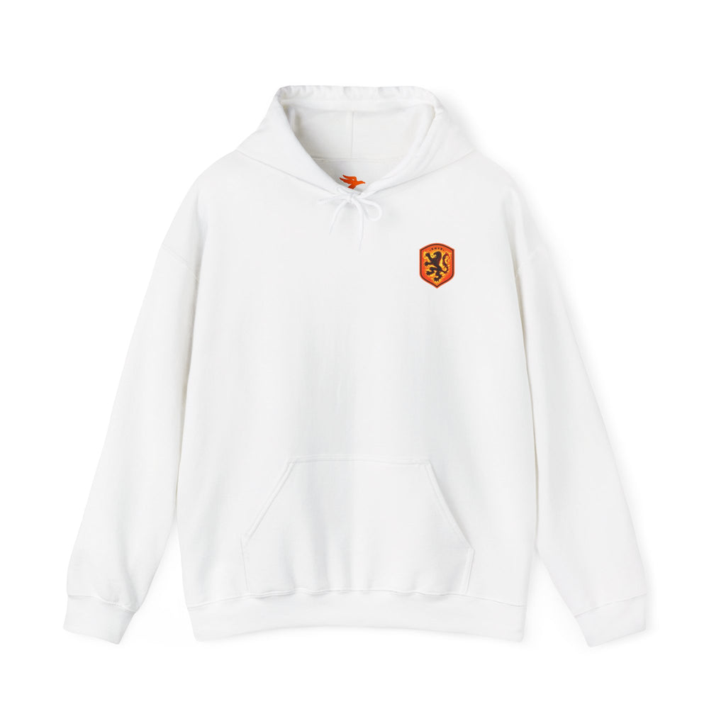 Hoodie — Orange Lion Crest & "F. De Jong 21" Soccer Jersey Style Hoodie