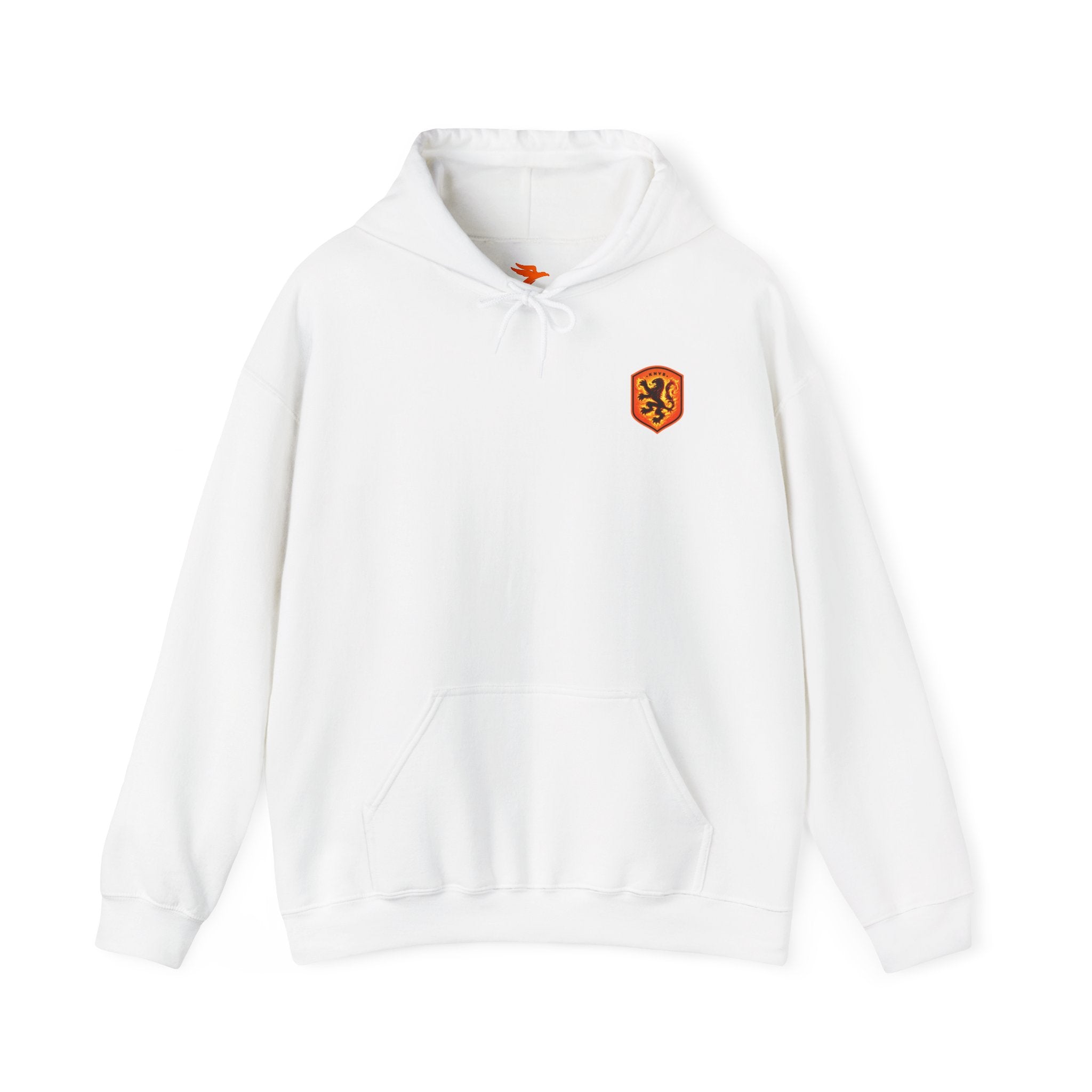 Hoodie — Orange Lion Crest & "F. De Jong 21" Soccer Jersey Style Hoodie