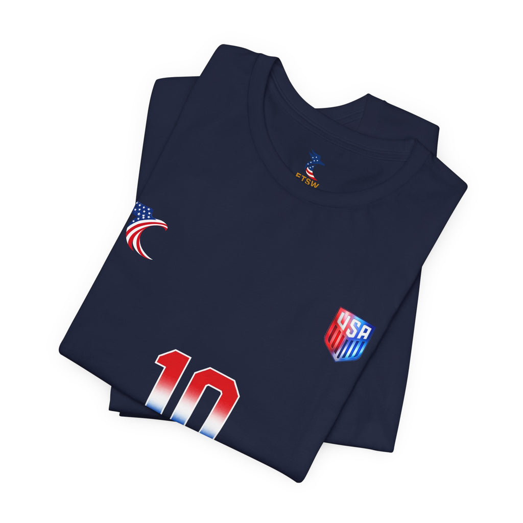 USA Shield Chest Logo T‑Shirt — Patriotic Minimalist Tee