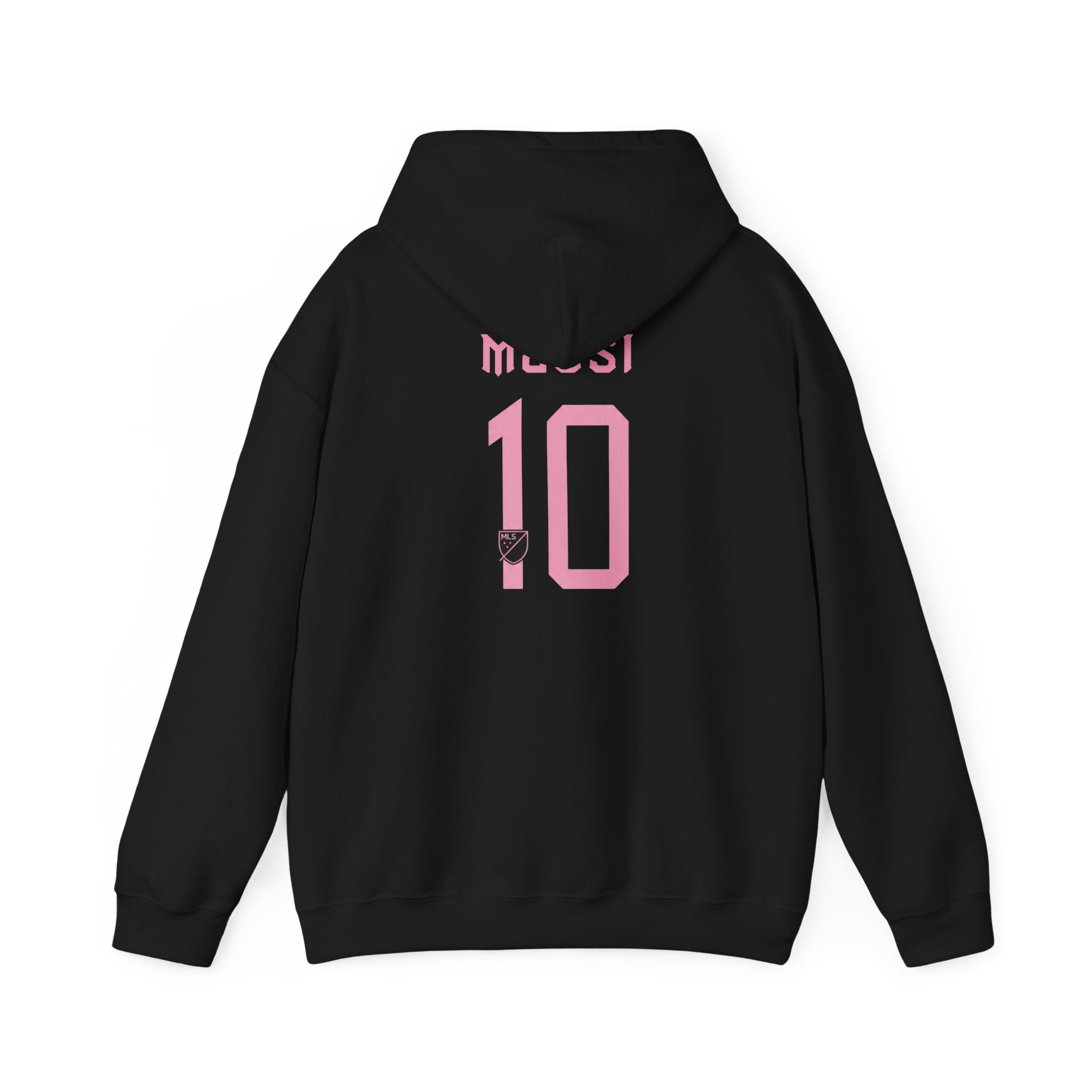 Black Soccer Jersey Hoodie with Pink Number 10 Back Print
