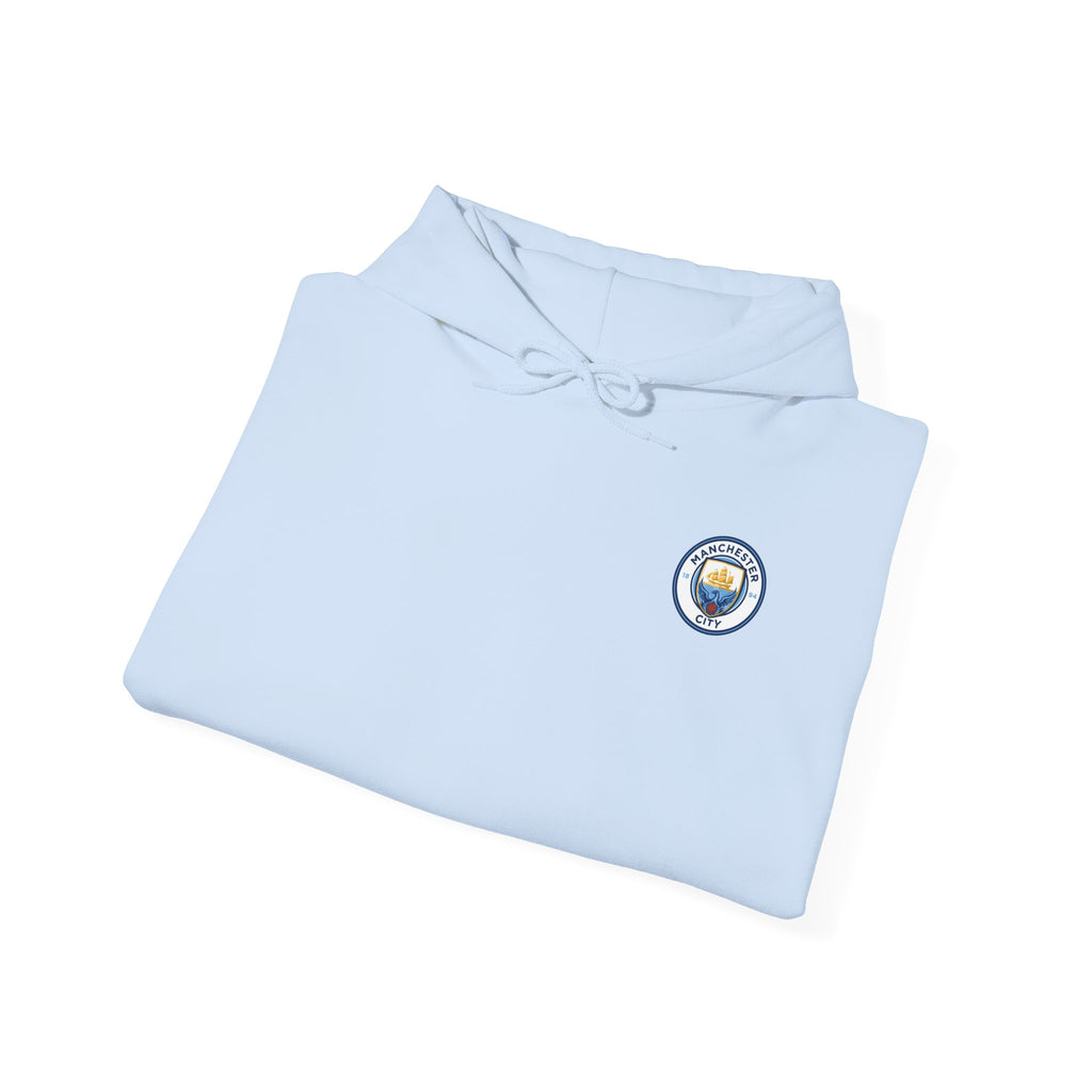 Haaland #9 Soccer Hoodie — Light Blue Fan Pullover with Crest