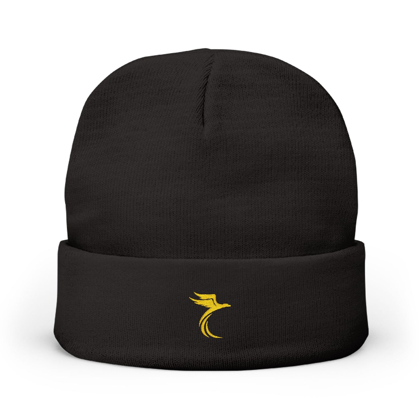 Embroidered Gold Seahorse Knit Beanie