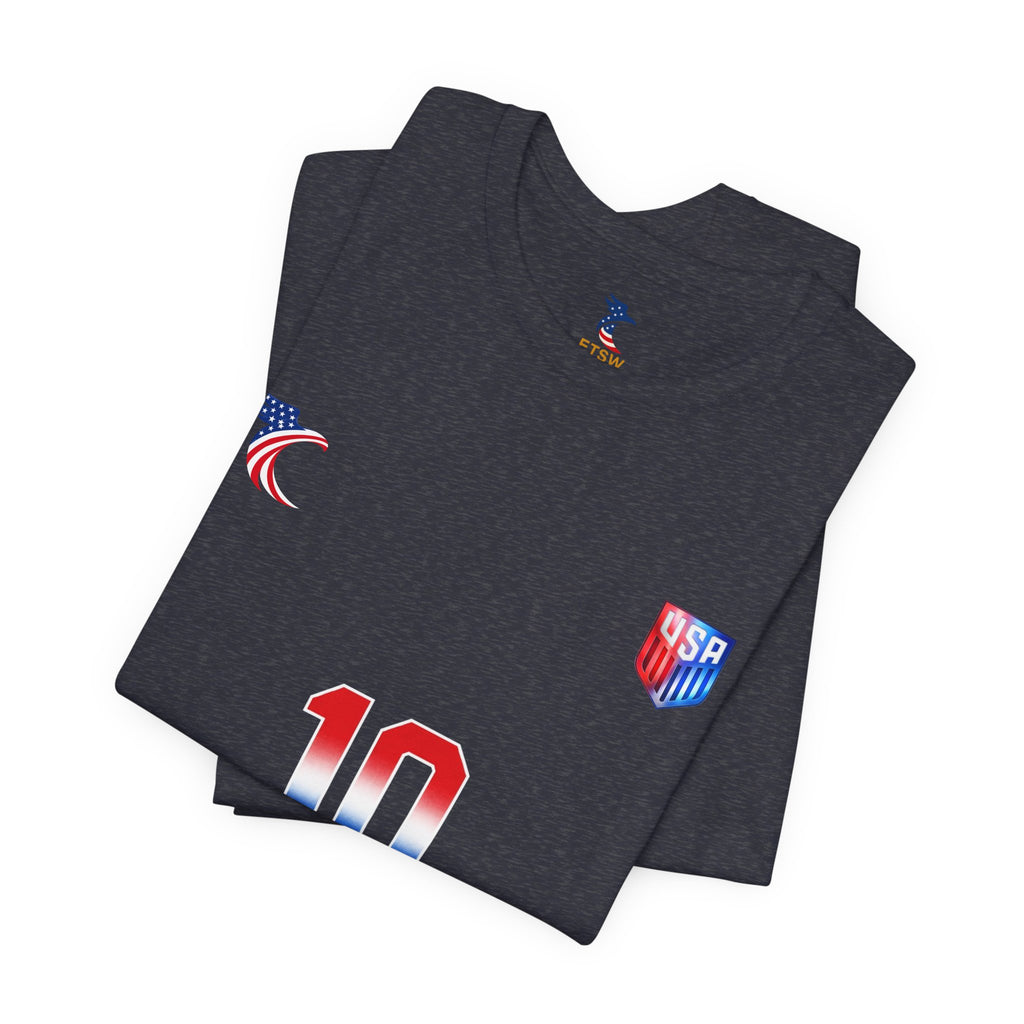 USA Shield Chest Logo T‑Shirt — Patriotic Minimalist Tee