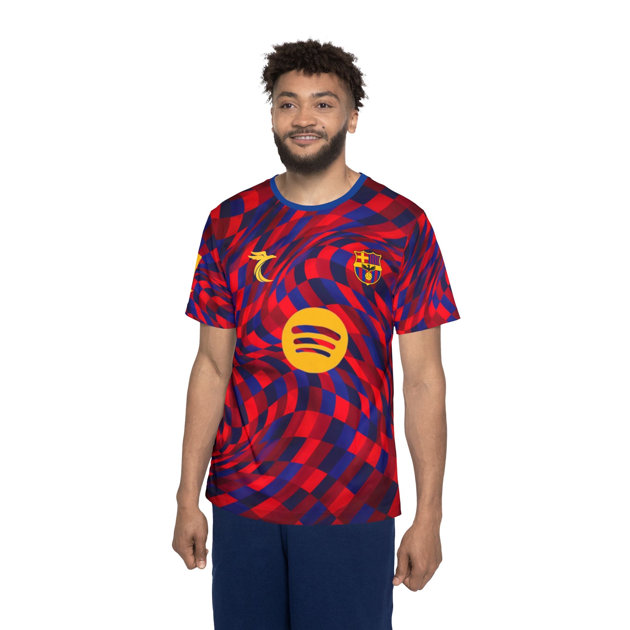 Mosaic Barcelona Soccer Jersey — Men's Athletic Team Shirt with Crest and Sponsor Logo