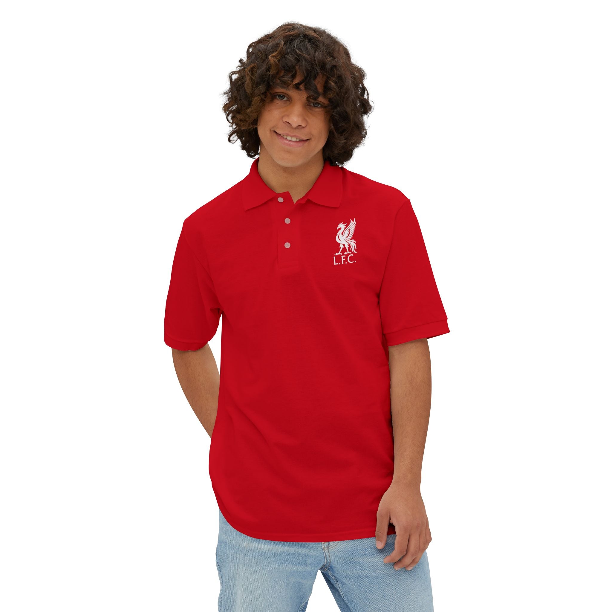 Liverpool-Inspired Men's Polo — 'Mac Allister 10' Embroidered Football Polo
