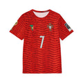 Red Soccer Jersey with Number 7 and Name on Back