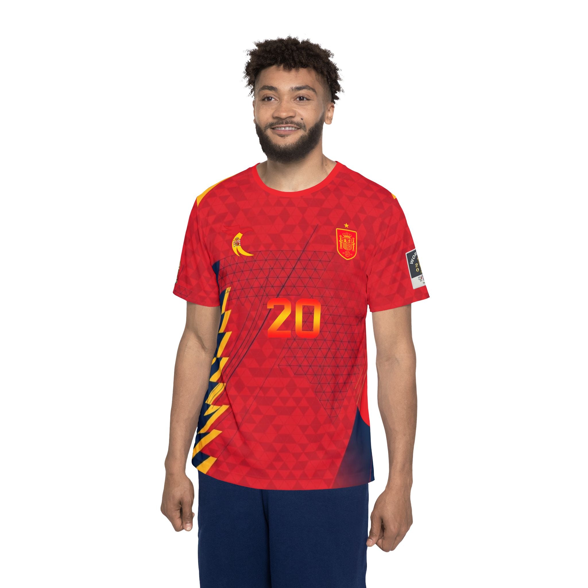 Men's Red Soccer Jersey — 'Pedri 20' All-Over Print Football Shirt