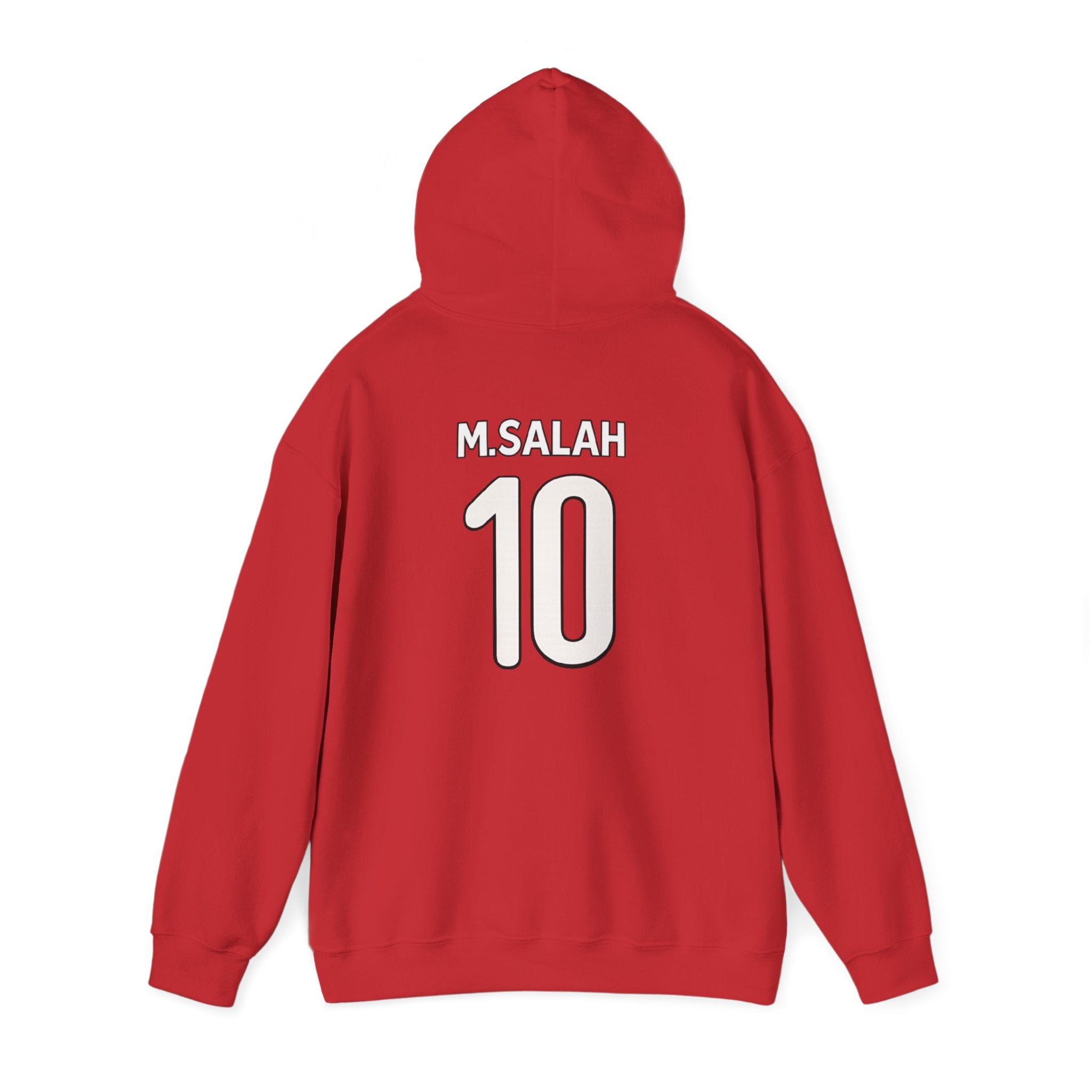 Soccer Jersey Hoodie — Custom 'M.SALAH 10' Red Football Fan Pullover