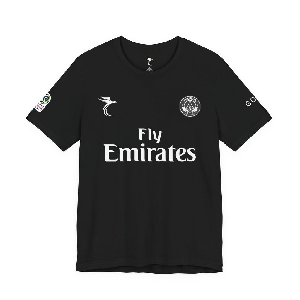 Black PSG Neymar Soccer Jersey Tee with 'Fly Emirates' Front and Number 10 Back
