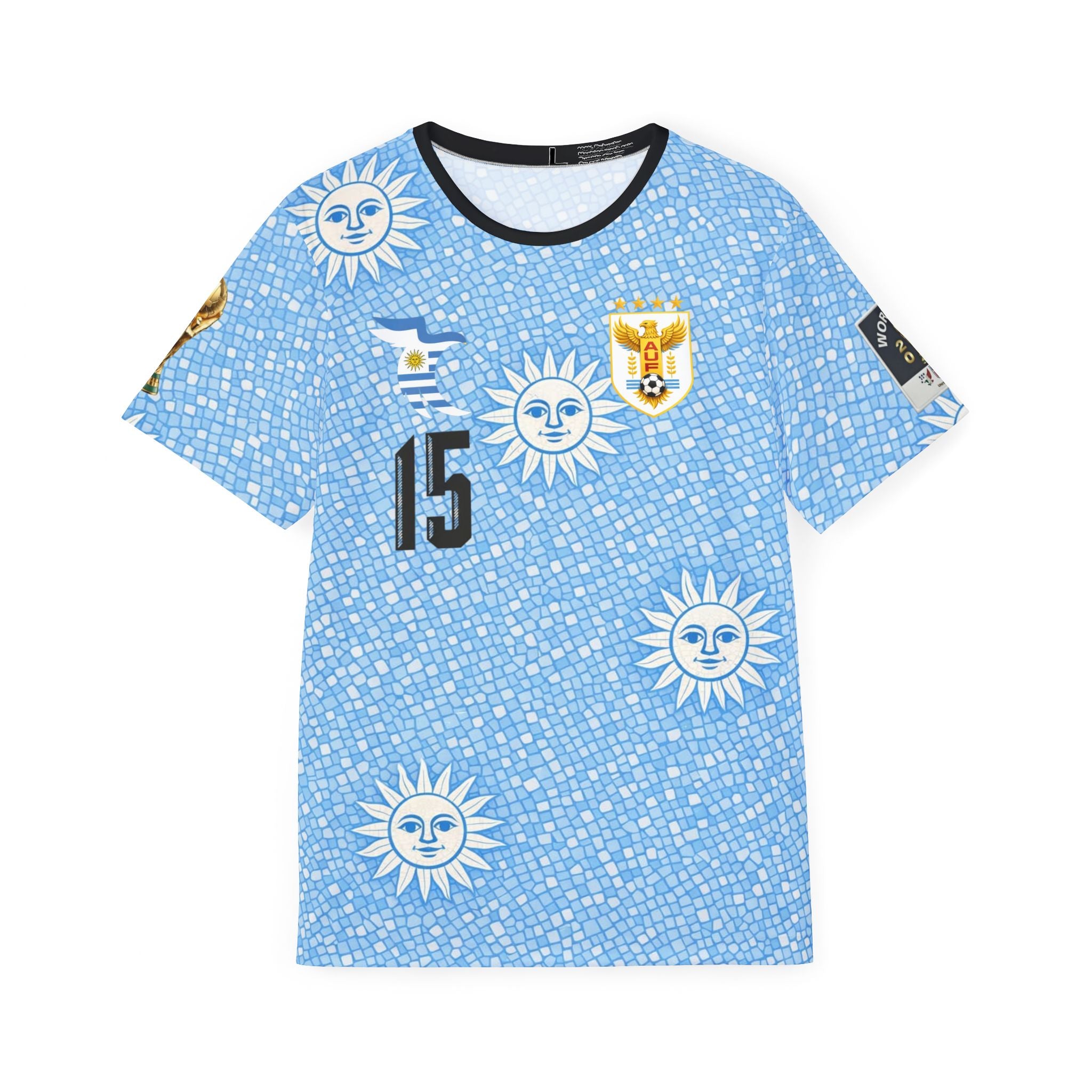 Men's Uruguay Soccer Jersey — Blue Sun Pattern Valverde #15