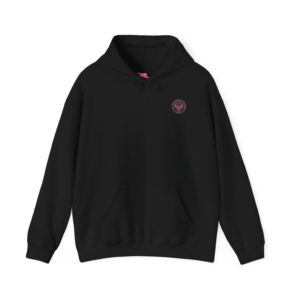 Black Soccer Jersey Hoodie with Pink Number 10 Back Print