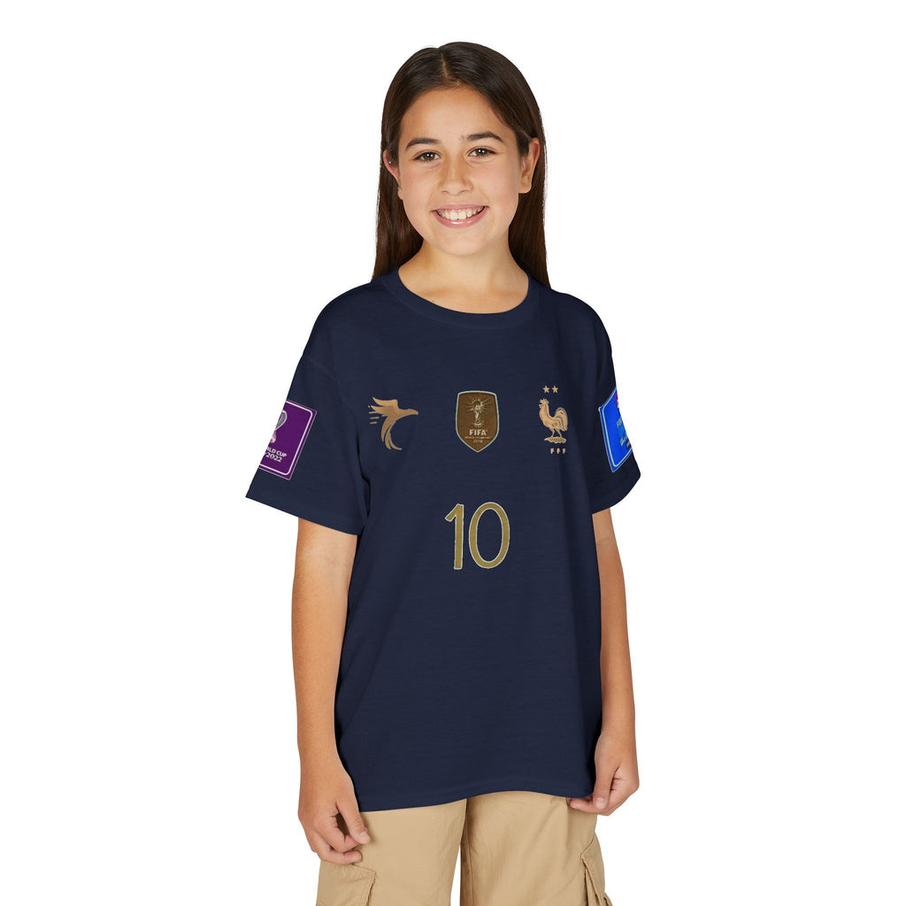 Mbappé #10 2022 Final Youth Soccer Jersey — France National Team White Tee