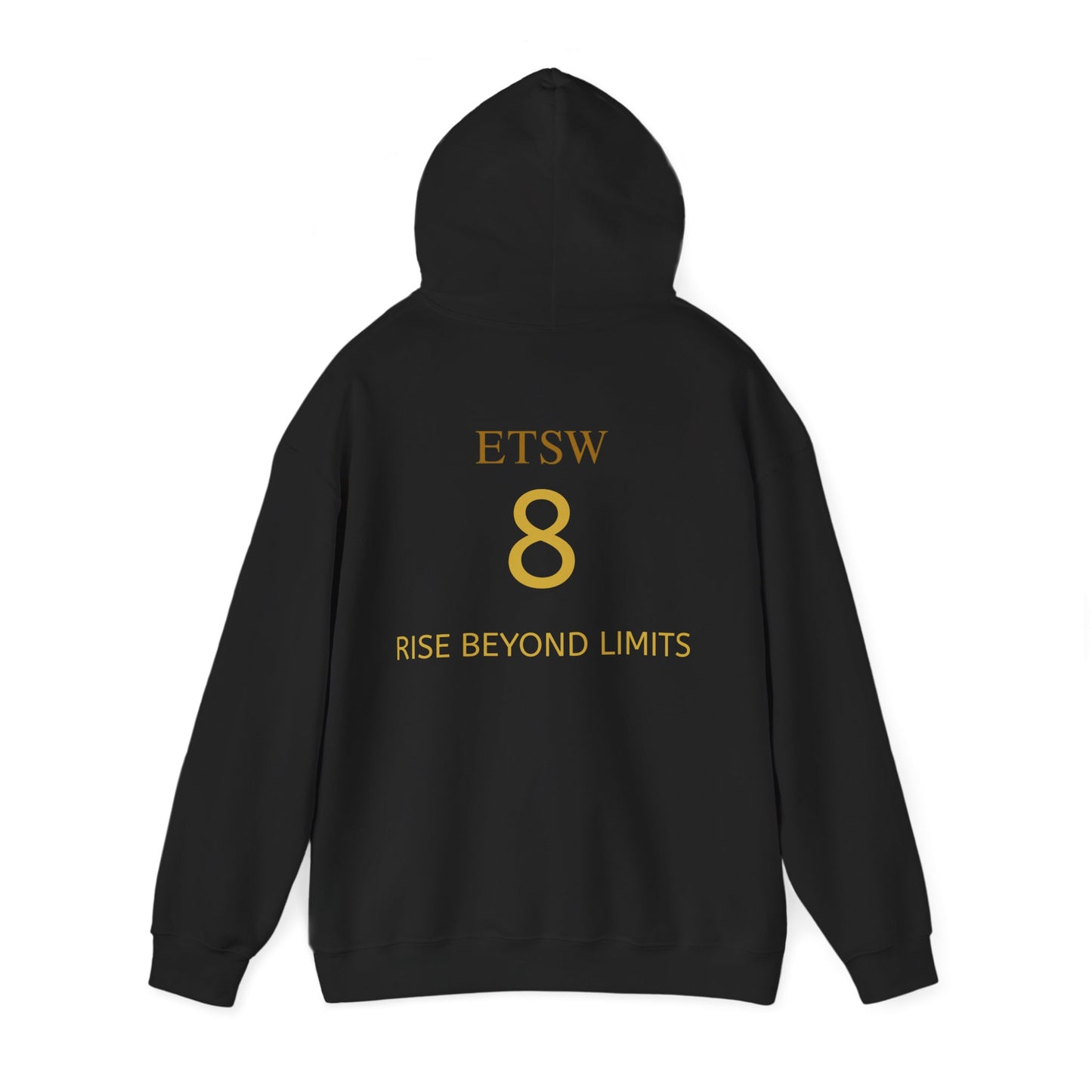 Rise Beyond Limits hoodie | Minimal gold crescent logo sweatshirt