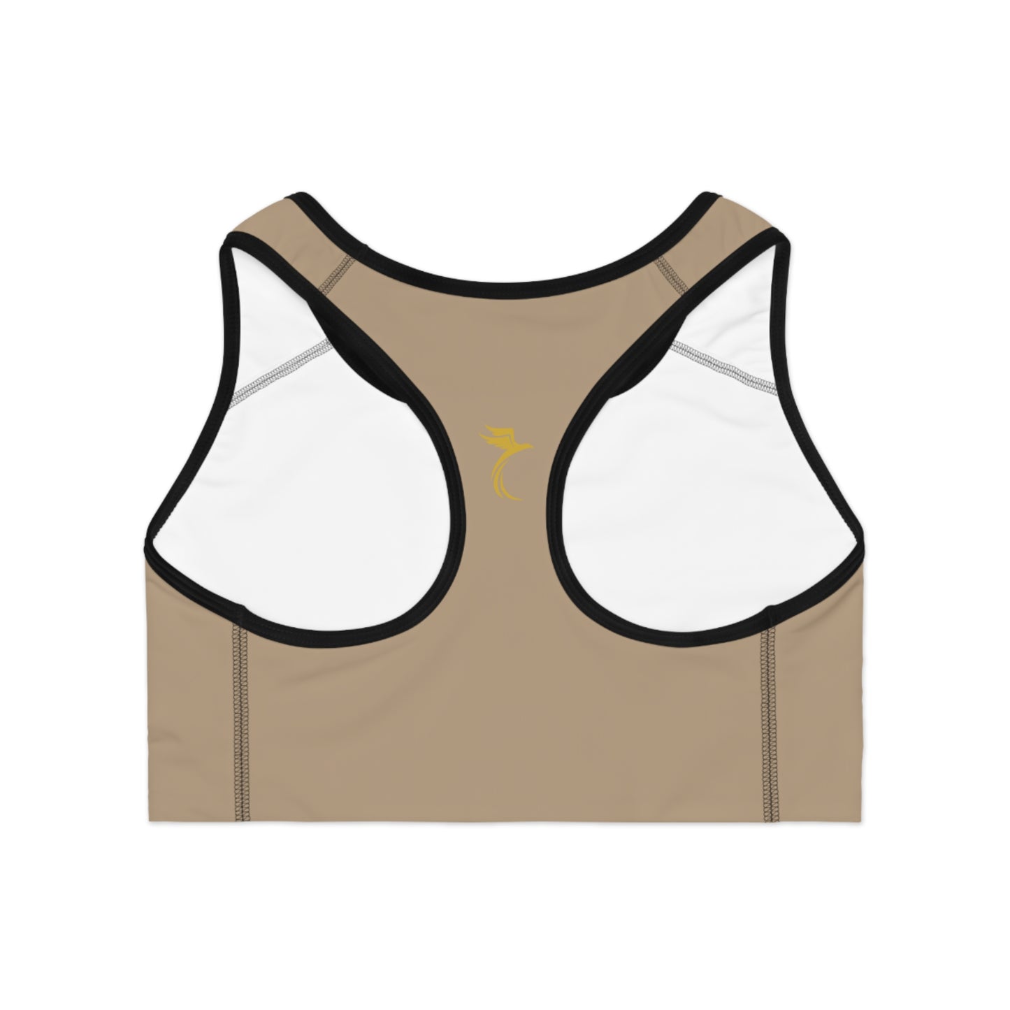 Essential Sports Bra - Beige with Golden Logo image 5