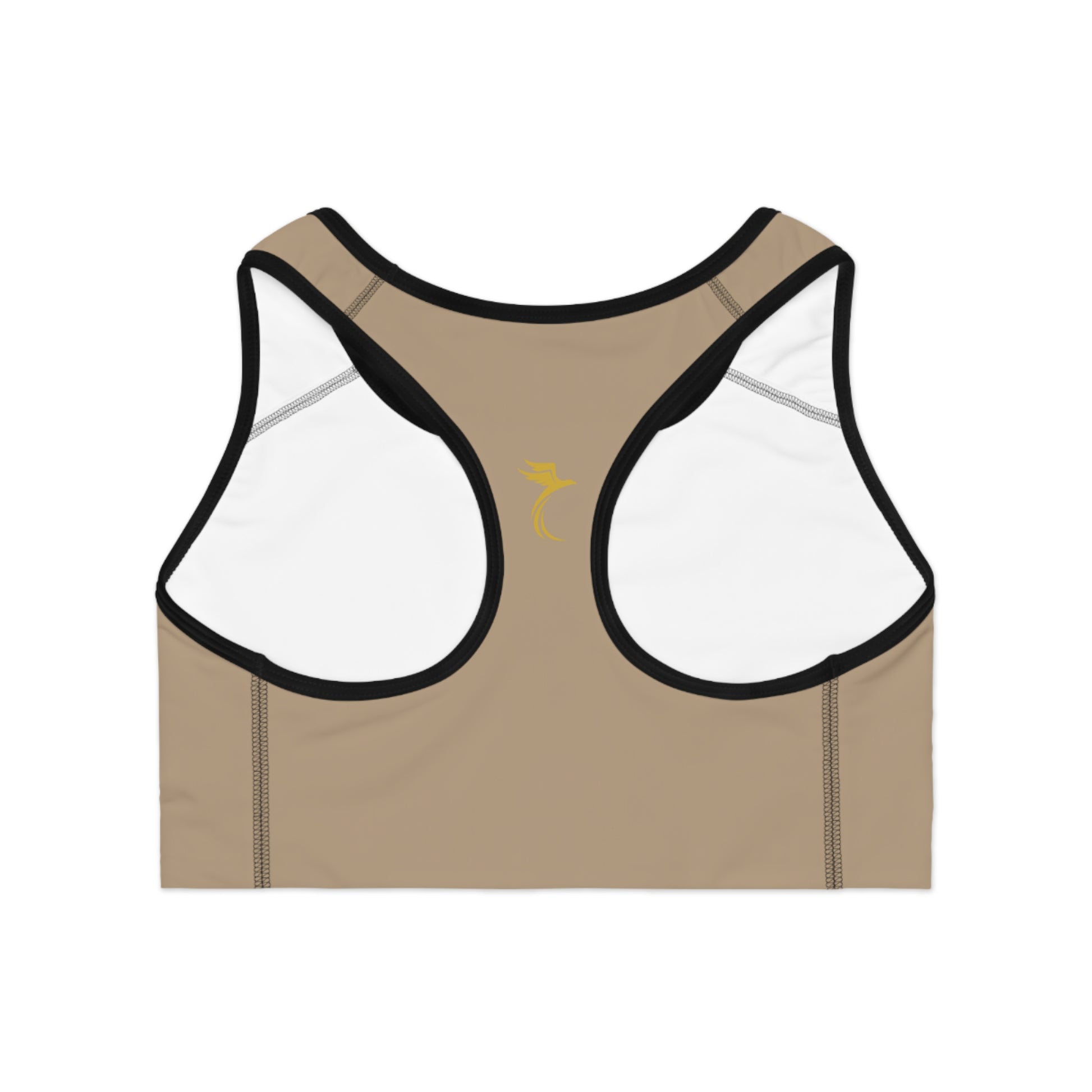 Essential Sports Bra - Beige with Golden Logo image 5