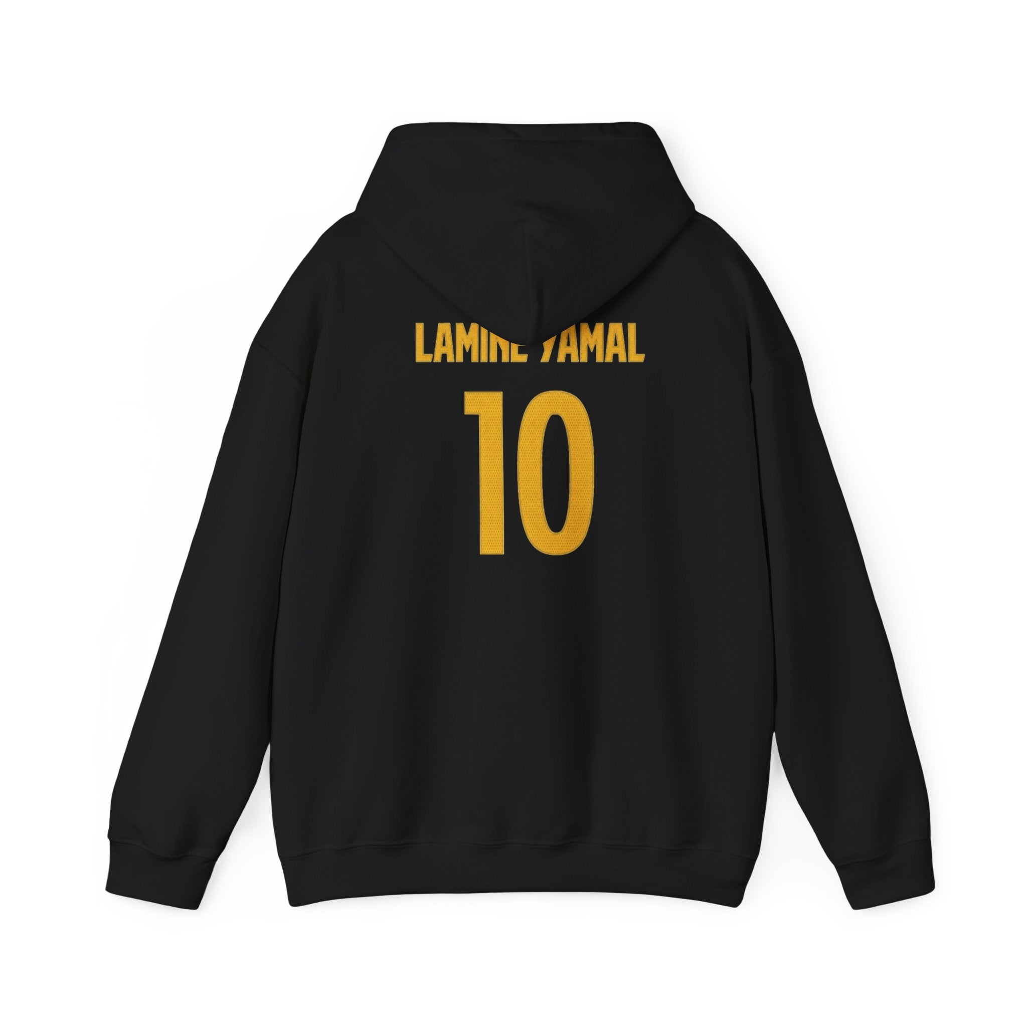 Barcelona Jersey  Hoodie – Custom "10" Back Name (Lamine Jamal) – Black & Gold Fan Pullover