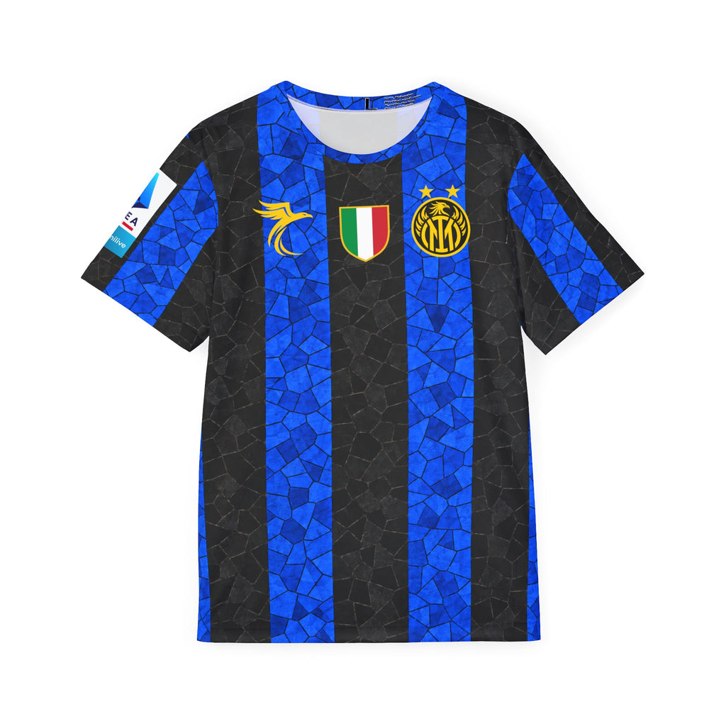 Inter Milan Black & Blue Striped Thuram #9 Soccer Jersey