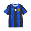 Inter Milan Black & Blue Striped Thuram #9 Soccer Jersey