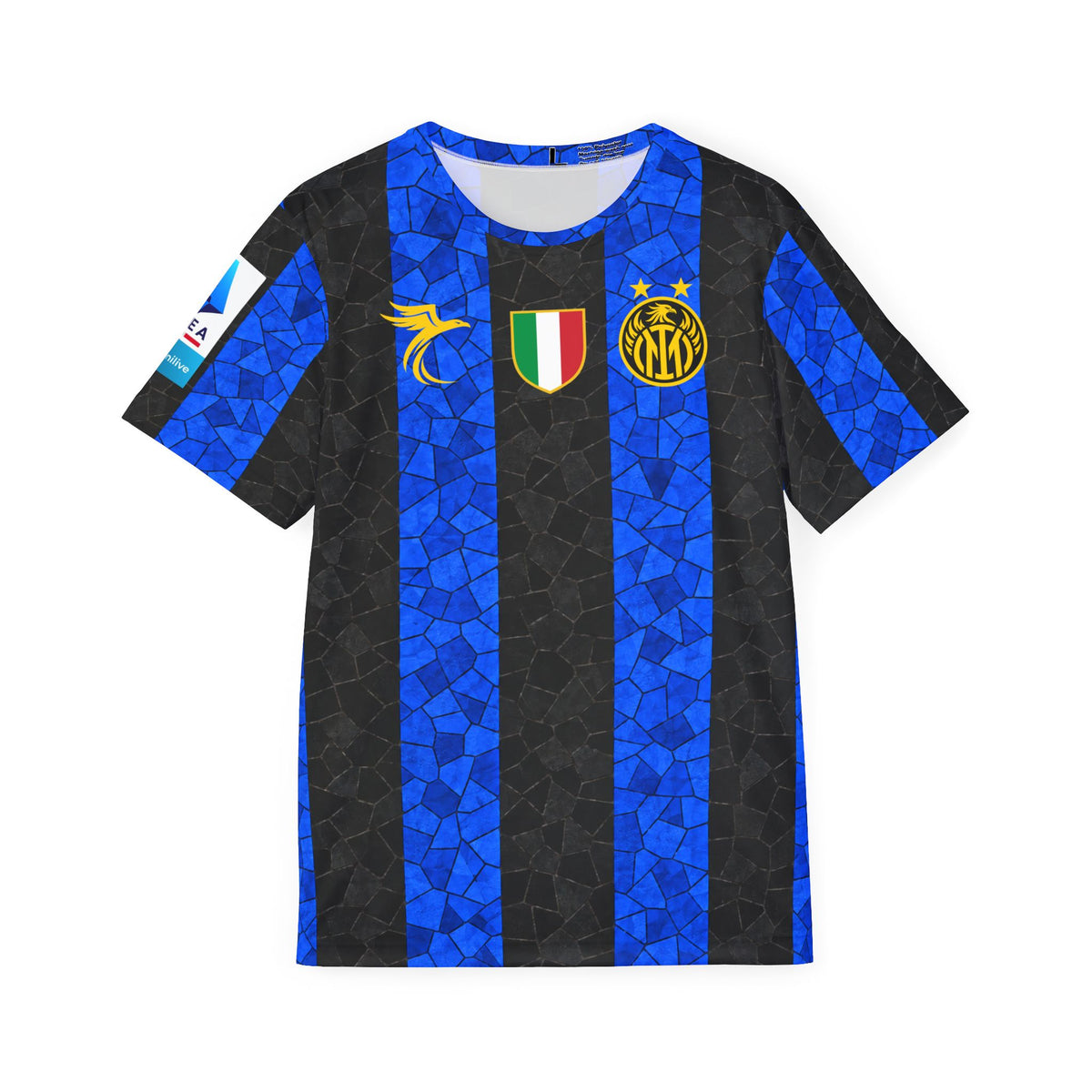 Inter Milan Black & Blue Striped Thuram #9 Soccer Jersey