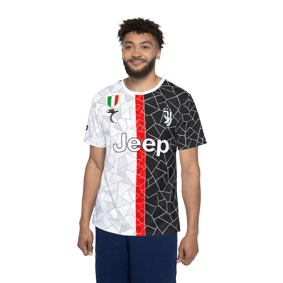 Ronaldo #7 Mosaic Soccer Jersey — Black & White Split Men’s Football Shirt