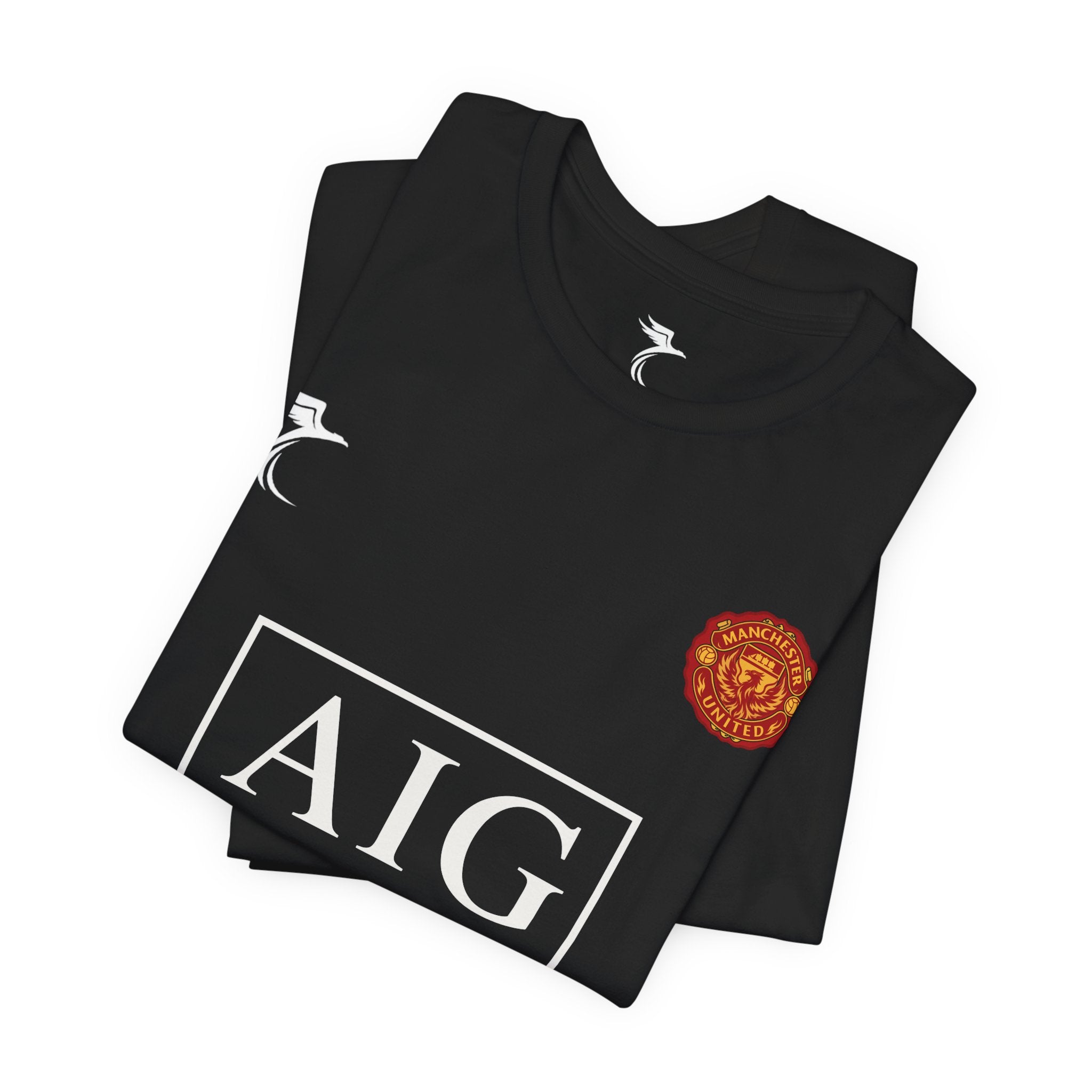 Soccer Jersey Tee — 'Ronaldo 7' Black Fan Shirt with AIG Crest