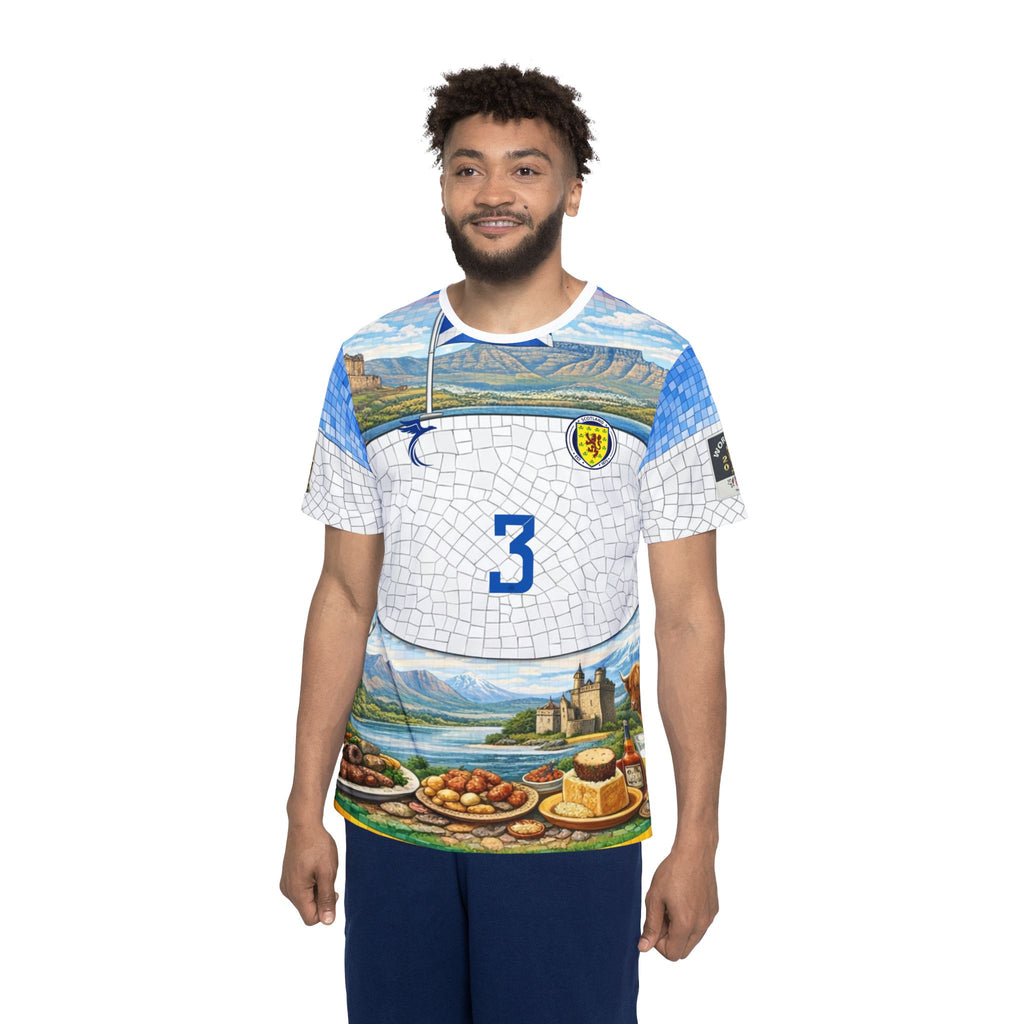Men's Mosaic Scottish Castle Sports Jersey — Highland Food & Landscape AOP Shirt