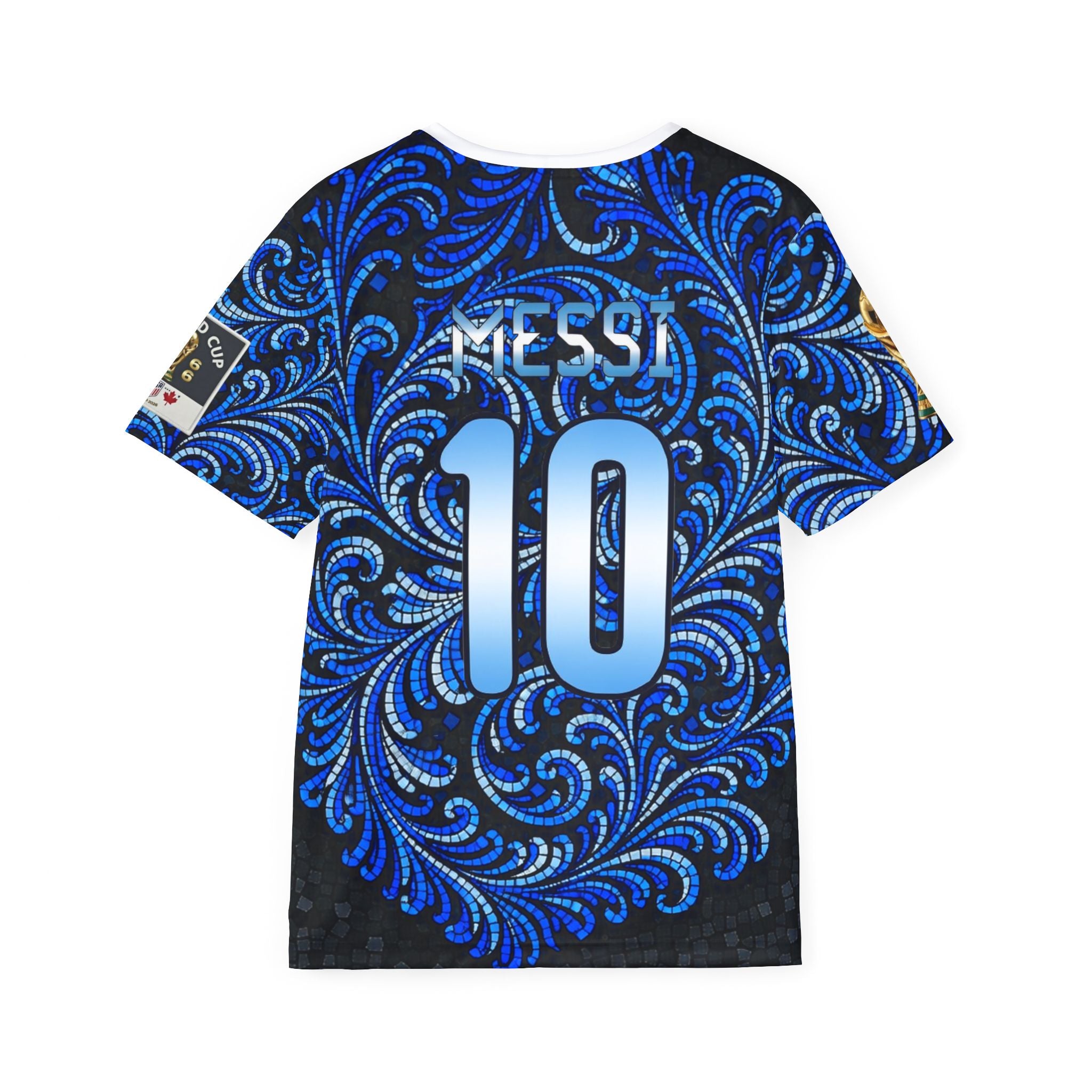 Men's Network-Grid Sports Jersey — Red & Blue Geometric AOP