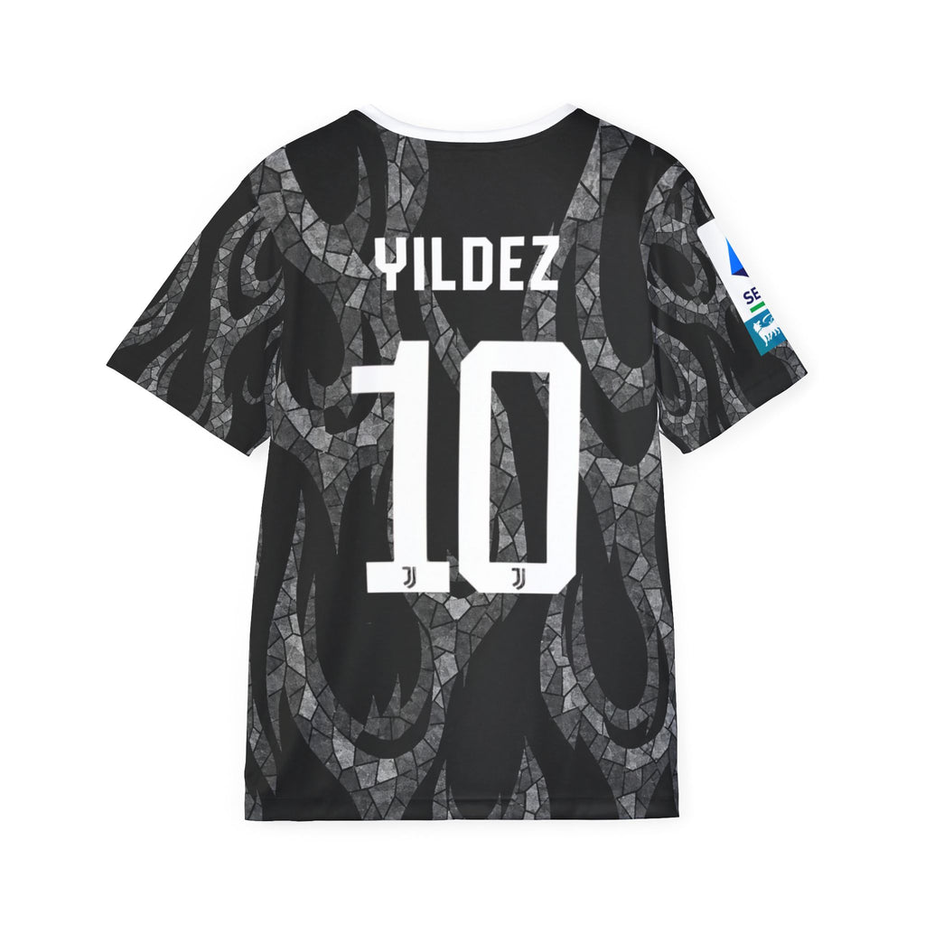 Juventus Black Flame Crew Jersey — Custom Yildez #10 All-Over Print