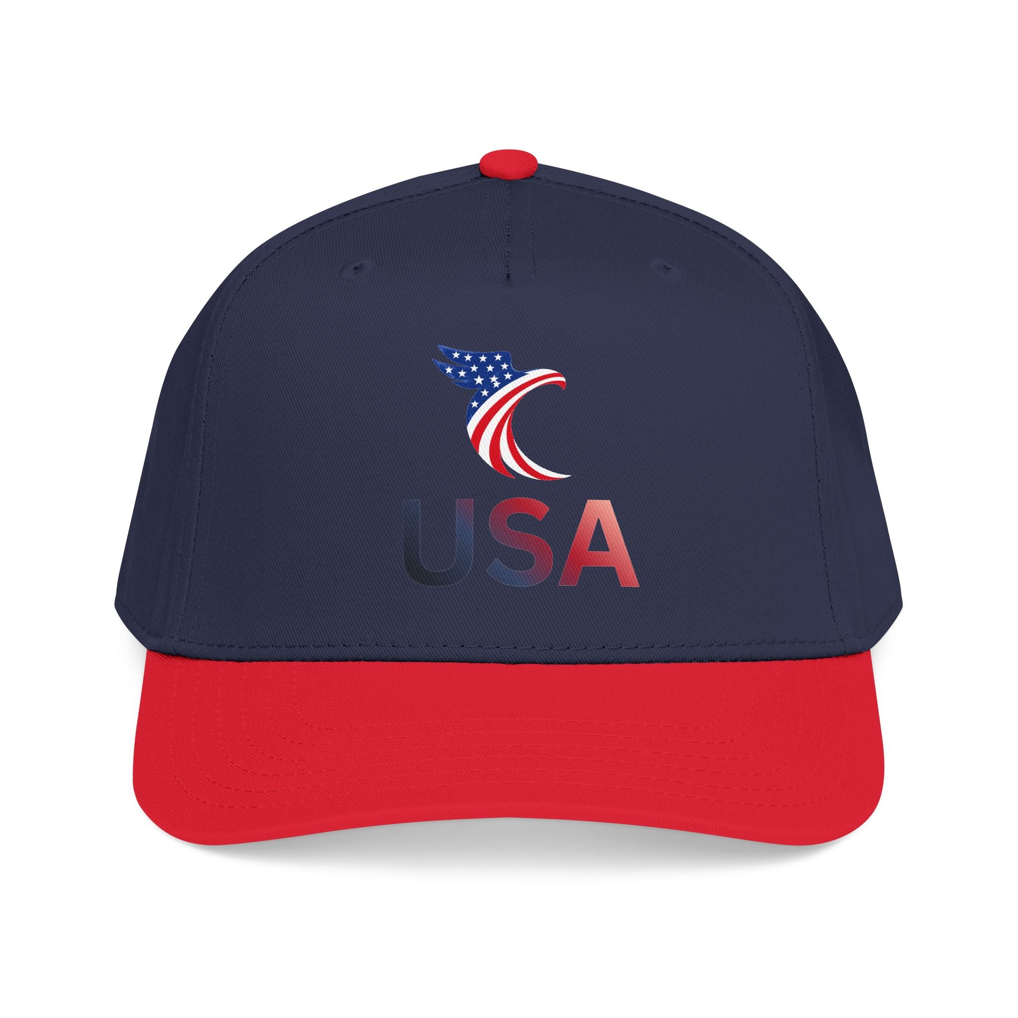 USA Flag Baseball Cap — Patriotic Red & Blue Mid Profile Hat
