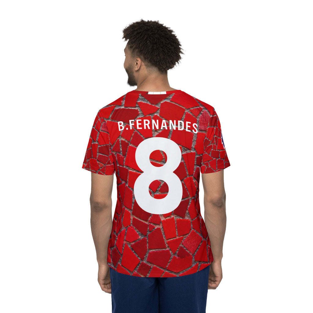 Men's Soccer Jersey - Red Mosaic Bruno Fernandes #8 Replica
