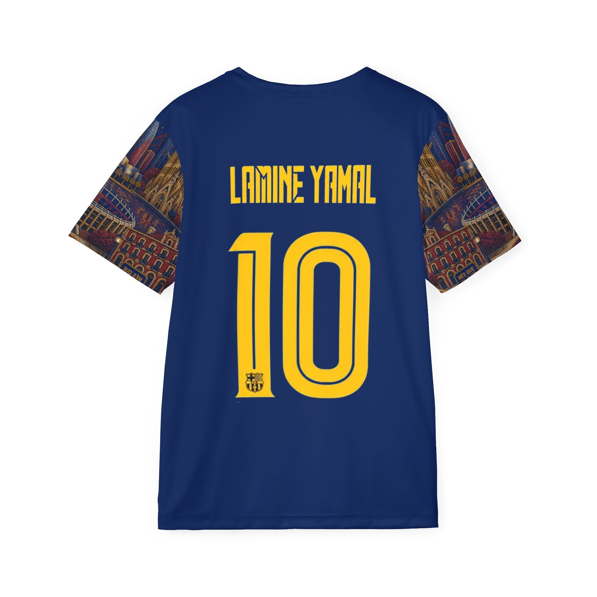 Barcelona Cityscape Soccer Jersey — Lamine Yamal #10 All-Over Print