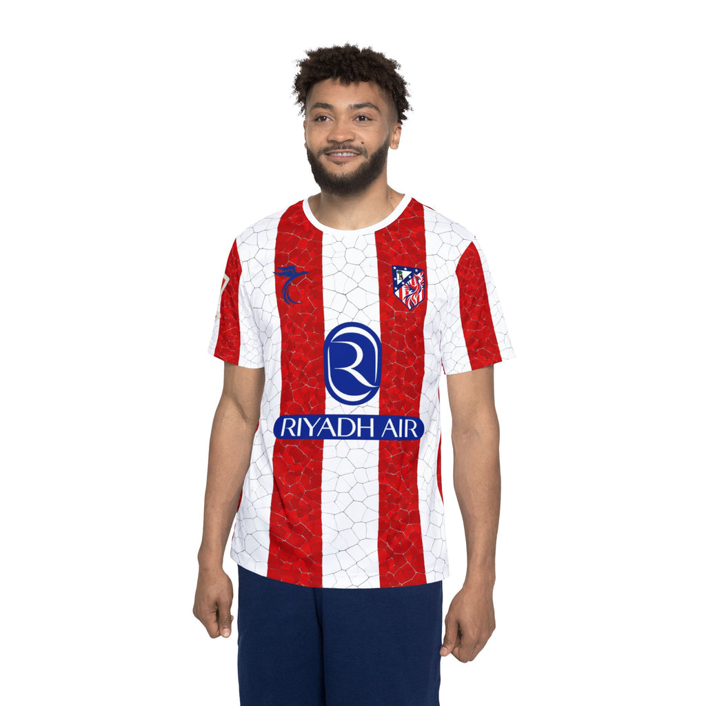 Red & White Striped Soccer Jersey — Custom Alex B No.10 Riyadh Air Design