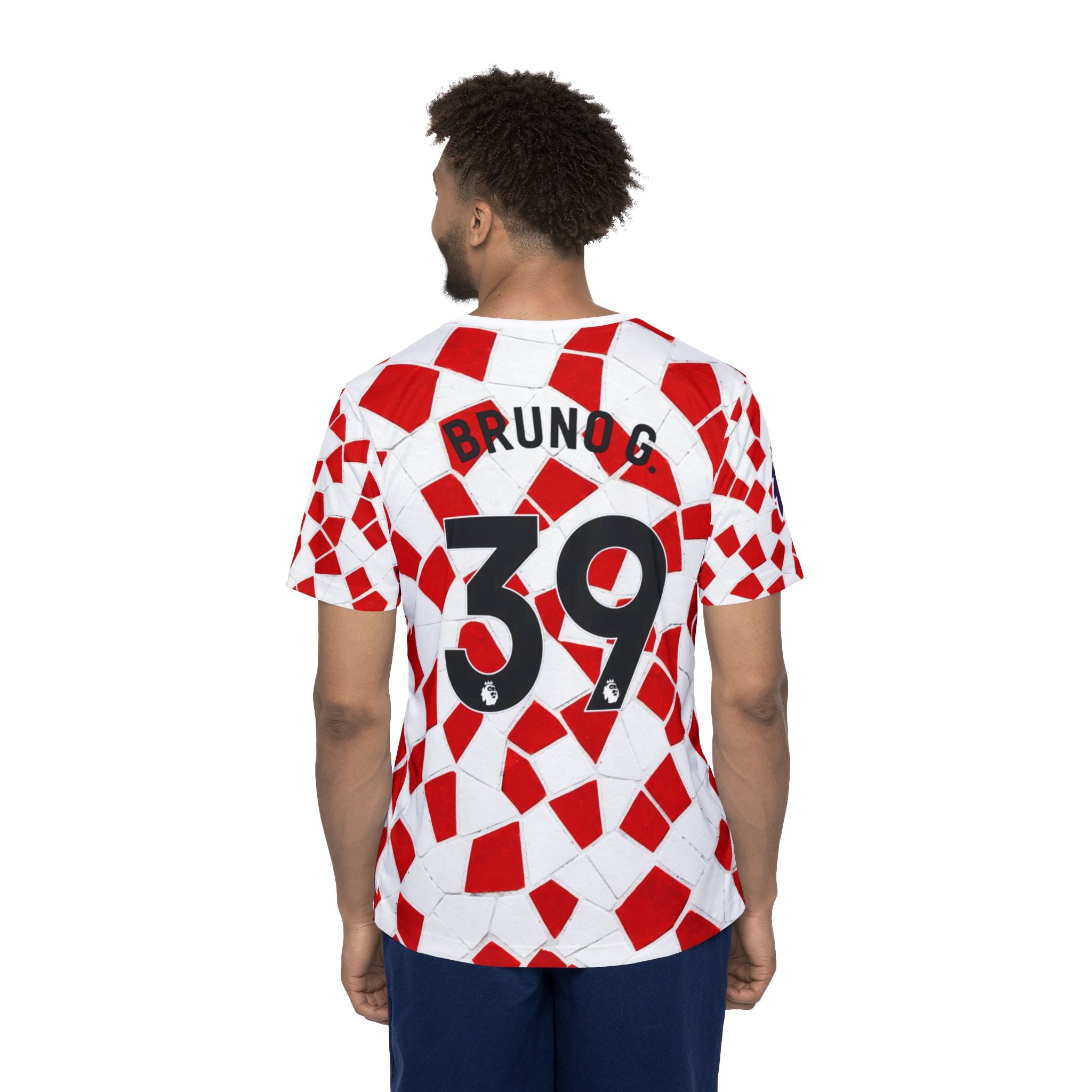 Soccer Arsenal Bruno.G #39 Jersey — Red Mosaic Custom Number (Bruno 39)