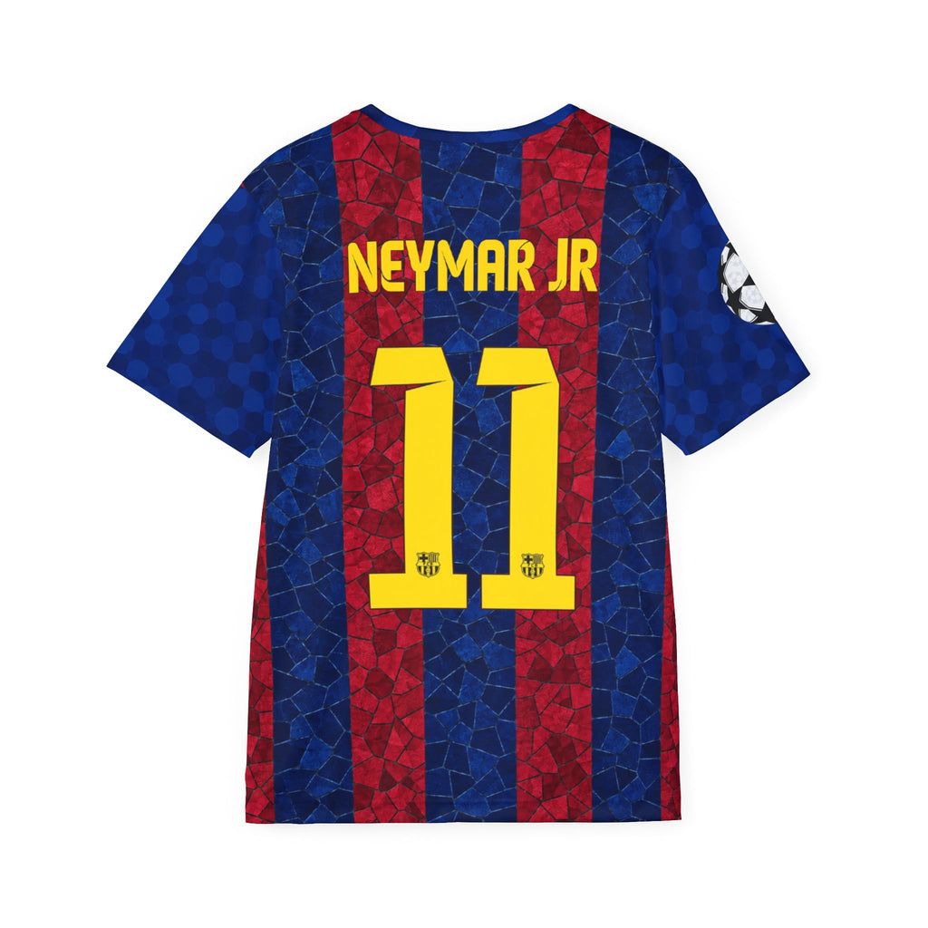 Men's Soccer Jersey — Retro Blue & Red Stripes with Numbered Back