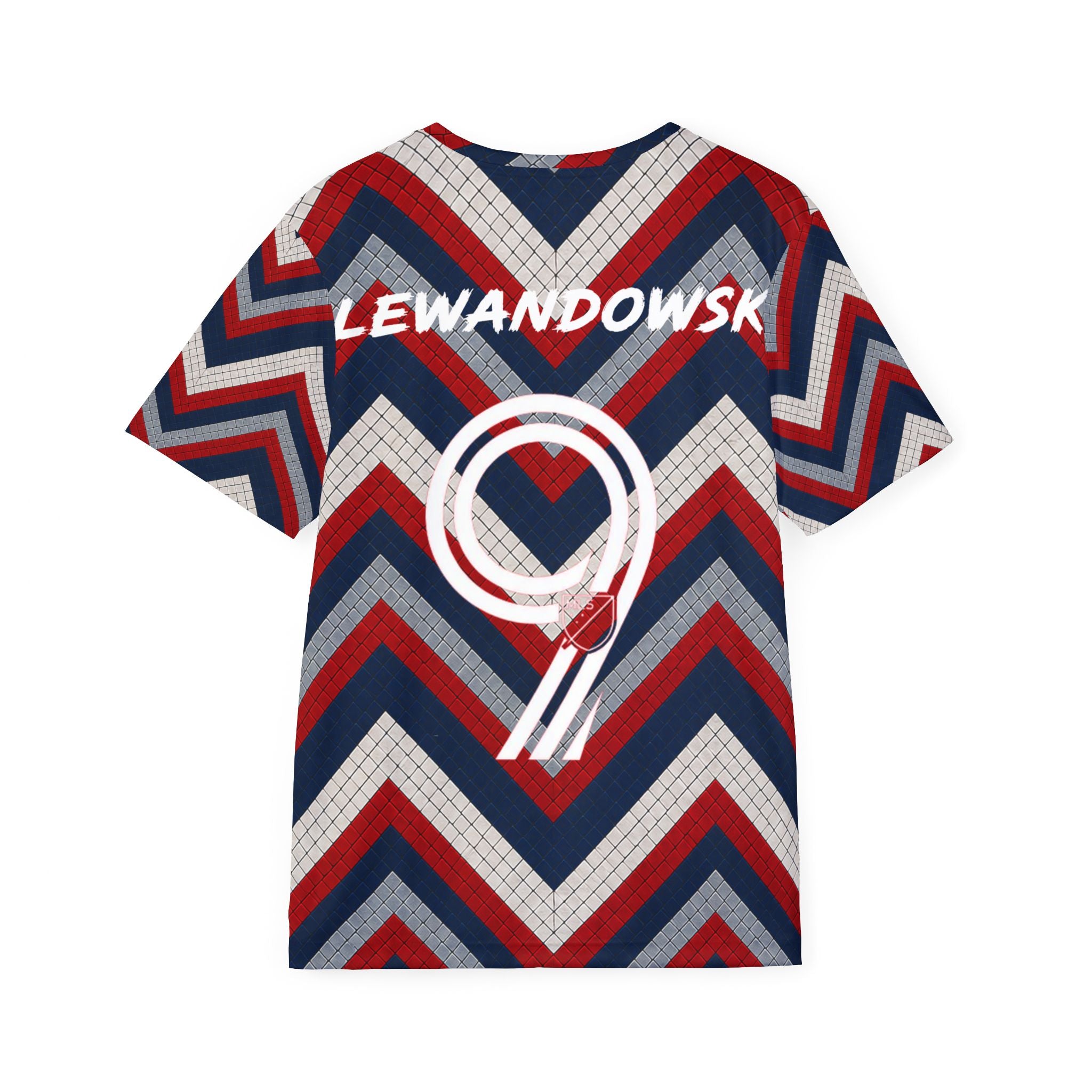 Men's Chevron Sports Jersey — Red Navy Zigzag All-Over Print with 'Lewandowsk' Back & Carvana Logo