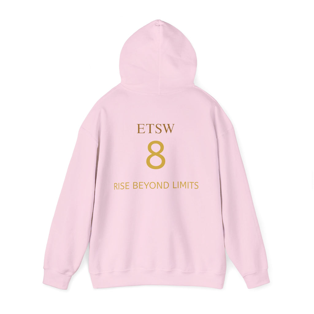 Rise Beyond Limits hoodie | Minimal gold crescent logo sweatshirt