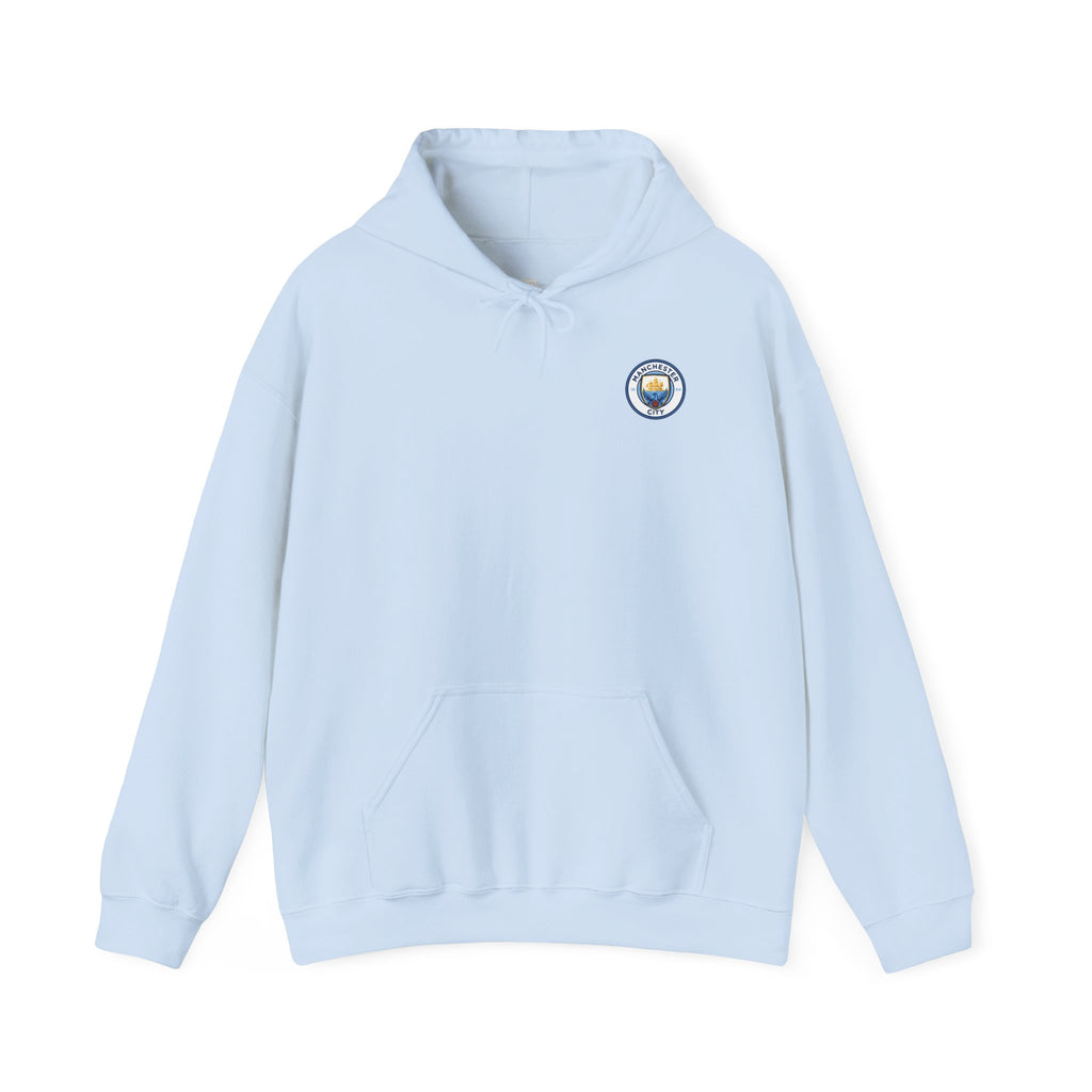 Haaland #9 Soccer Hoodie — Light Blue Fan Pullover with Crest