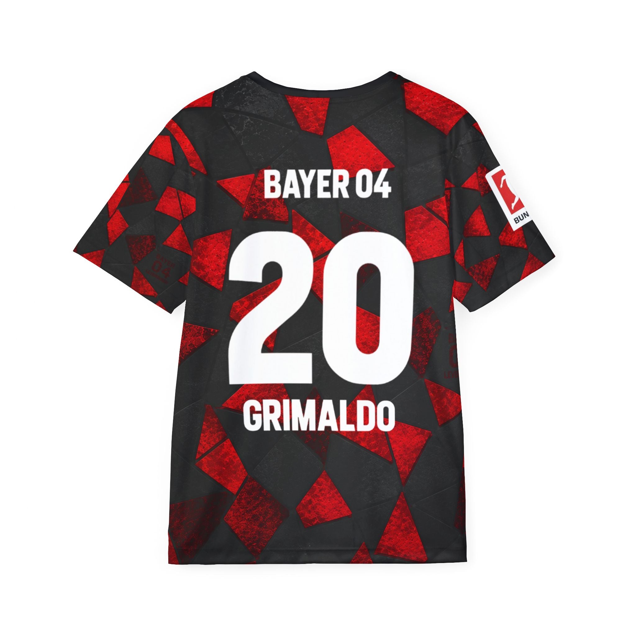 Castore Bayer 04 Grimaldo 20 ユニフォーム Bayer Leverkusen Grimaldo #20 Men's Soccer Jersey — Red Black