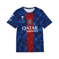 Paris-Inspired Men’s Soccer Jersey with D.Doue 14 — Blue Red Qatar Airways Design