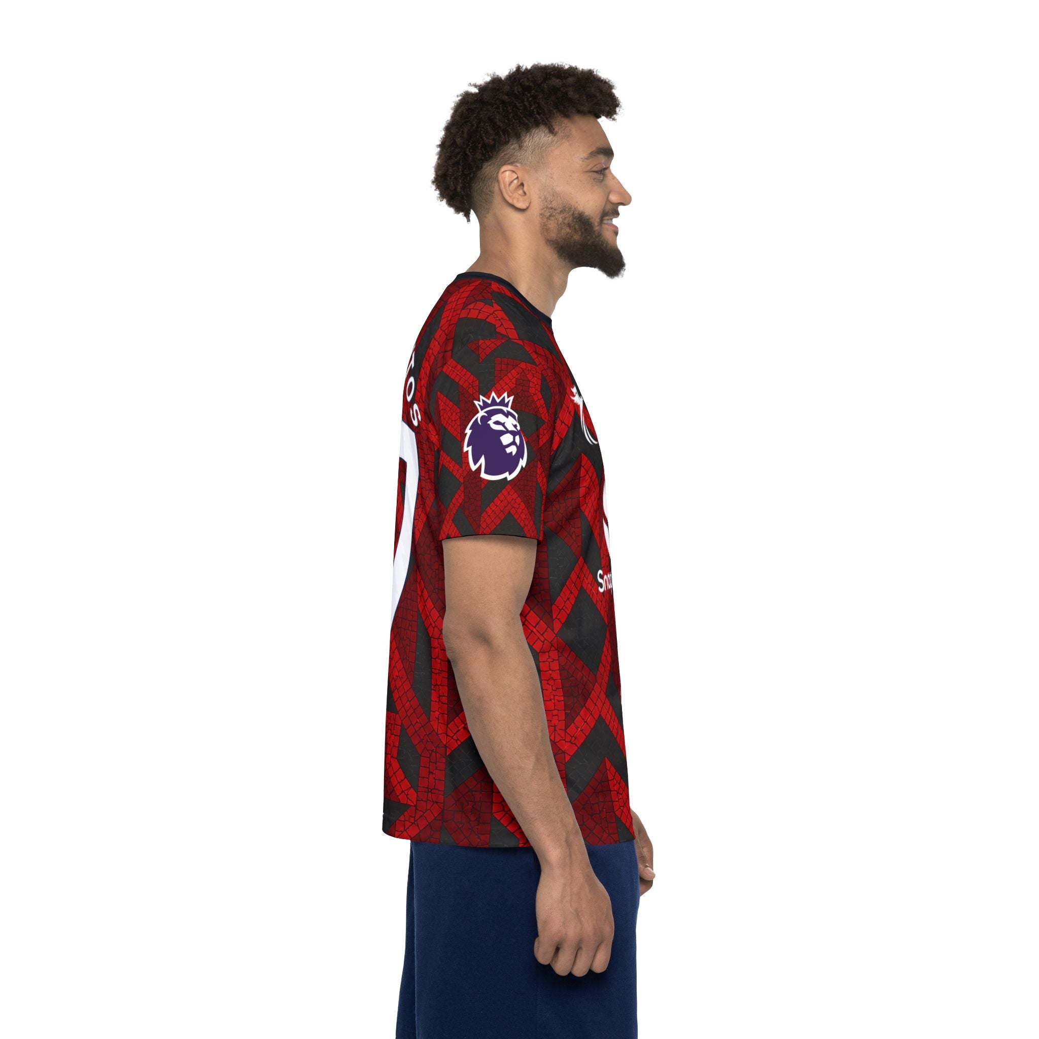 Men's Soccer Jersey — Custom Red Mosaic 'Andrey Santos 17' Football Shirt