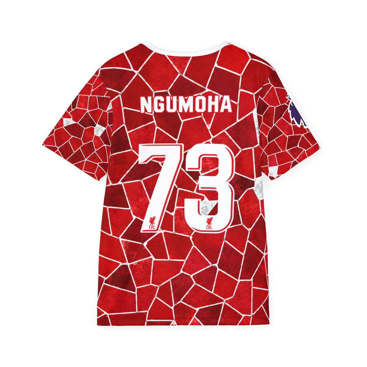 Red Mosaic Soccer Jersey - Custom Name & Number (Ngumoha 73)