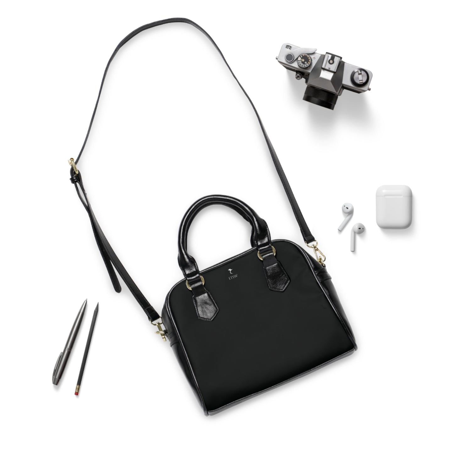 Black Shoulder Handbag with Elegant Design