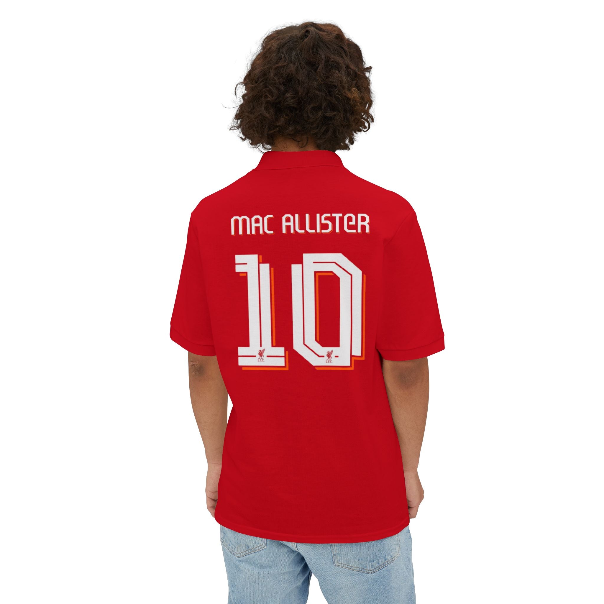 Liverpool-Inspired Men's Polo — 'Mac Allister 10' Embroidered Football Polo