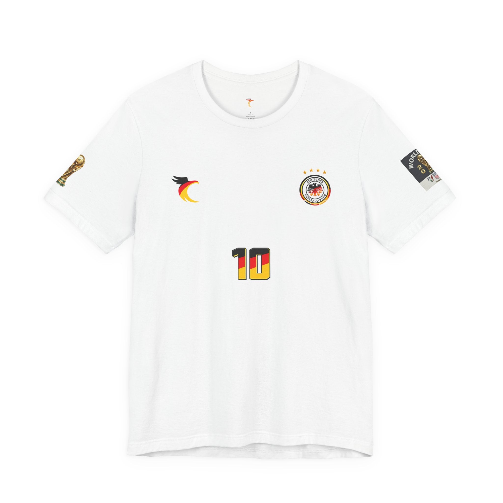 Germany Crest Flag T-Shirt — Small Front Emblem & Back German Flag Tee