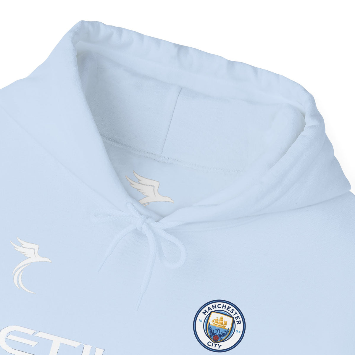 Soccer Hoodie — Light Blue Team Crest & Number 10 Back