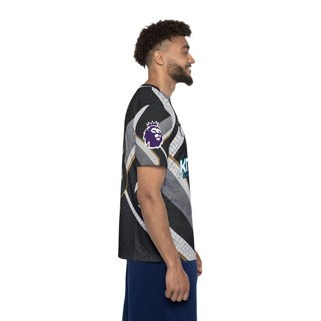 Men's Soccer Jersey — Custom Number 8 'N. Gonzalez' Black Gray Geometric Kit